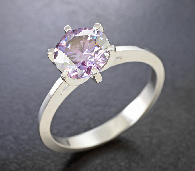 Серебро 925 Кольцо с чистейшим розовым муассанитом 2,36 карата