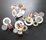 Серебряный комплект с цирконами и сапфирами