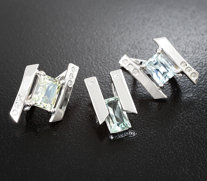 Золото Комплект с бериллами высокой чистоты 2,69 карата