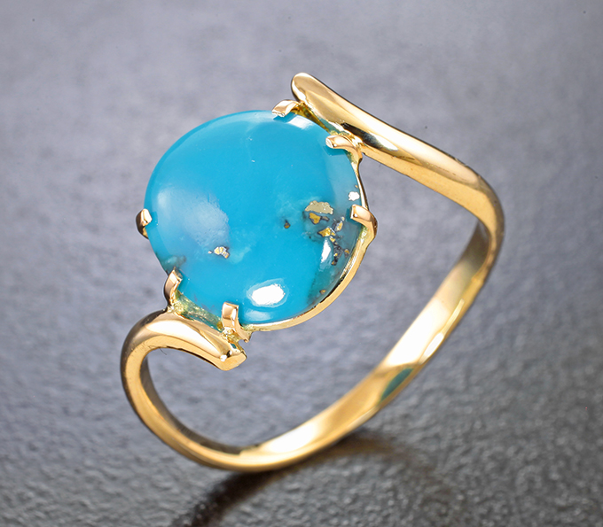 Золото Кольцо с армянской бирюзой с включениями пирита 1,25 карата