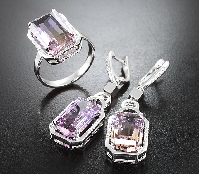 Золото Комплект с аметринами 21,34 карата