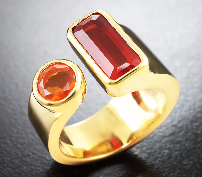 Серебро 925 Кольцо с ограненными мексиканскими опалами 2,32 карата