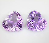 Крупная пара аметистов лазерной огранки 27,17 карата