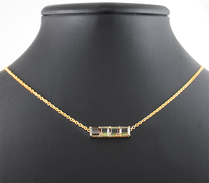Золото Колье с арбузными турмалинами 3,98 карата
