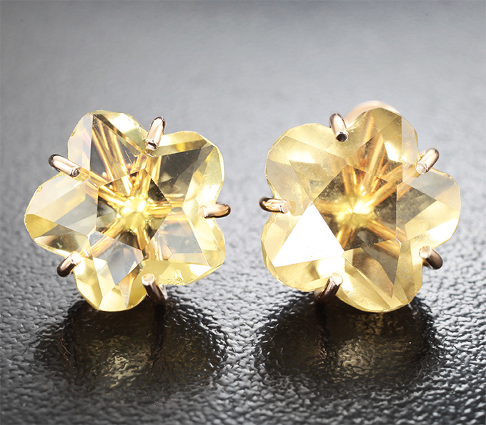 Золото Пусеты с цитринами авторской огранки 11,38 карата