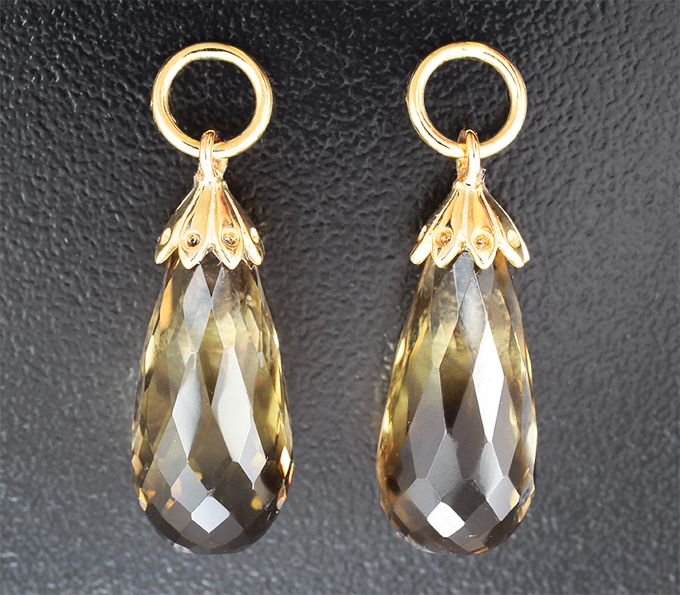 Золото Подвесы для серег с бриолетами лемотрина 18,03 карата