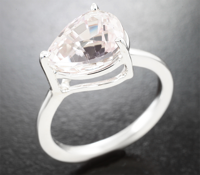 Серебро 925 Кольцо с пурпурно-розовым кунцитом 4,79 карата