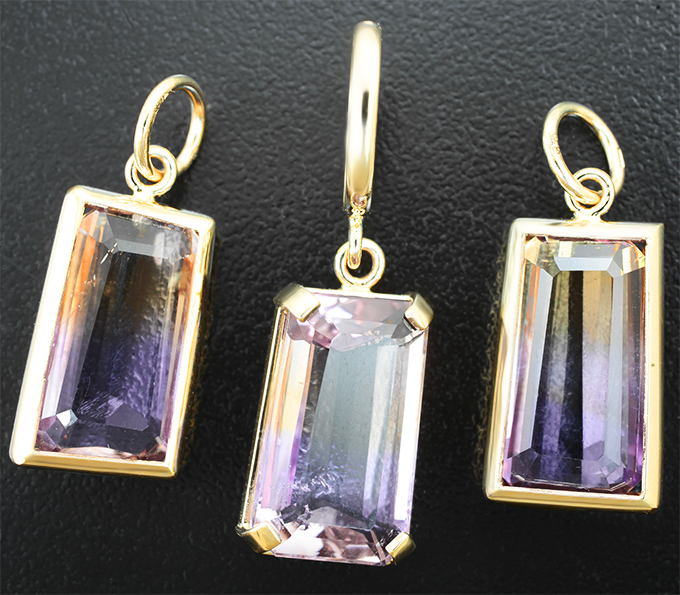 Золото Комплект с аметринами 24,69 карата