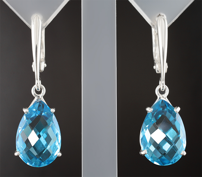 Серебро 925 Серьги с топазами 13,94 карата