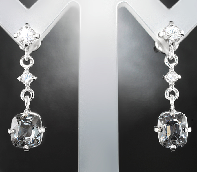 Золото Серьги со шпинелями 2,48 карата и лейкосапфирами