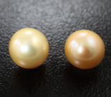 Редкая пара золотистых морских жемчужин 6,77 карата! Натуральный цвет