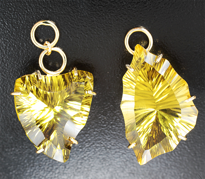 Золото Подвесы для серег с лимонными цитринами 42,06 карата 