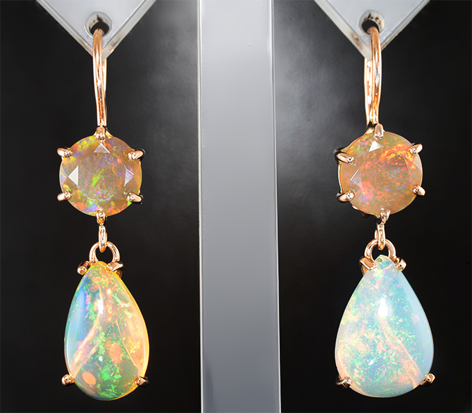 Золото Серьги с кристаллическими эфиопскими опалами 8,85 карата