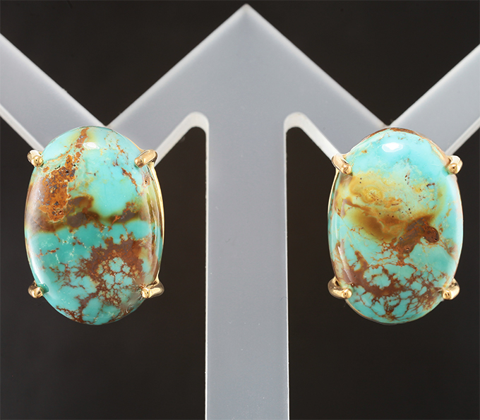 Серебро 925 Пусеты с казахстанской бирюзой 18,78 карата