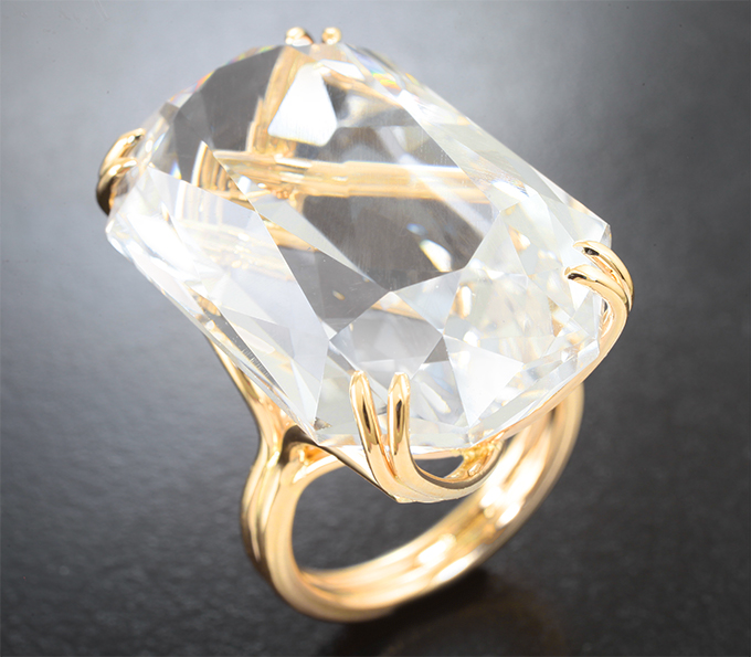 Золото Кольцо с бесцветным кварцем 48,75 карата