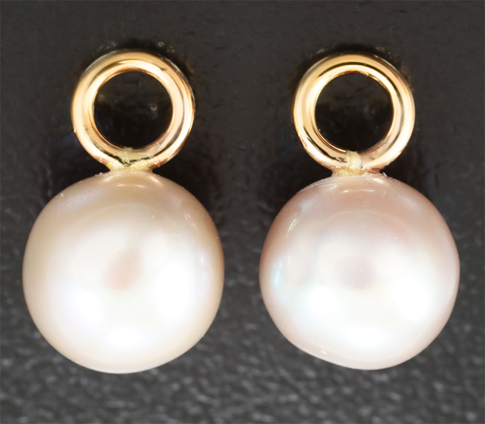 Золото Подвесы для серег с кофейно-серебристым морским жемчугом 6,21 карата