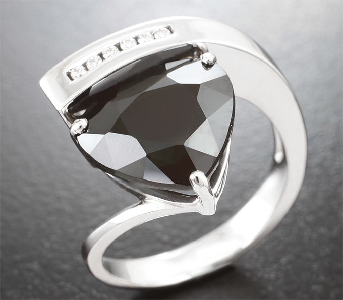 Золото Кольцо с голубовато-зеленым турмалином высокой чистоты 5,35 карата и бриллиантами