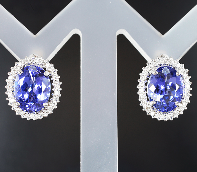 Золото Серьги с танзанитами 4,98 карата и бриллиантами