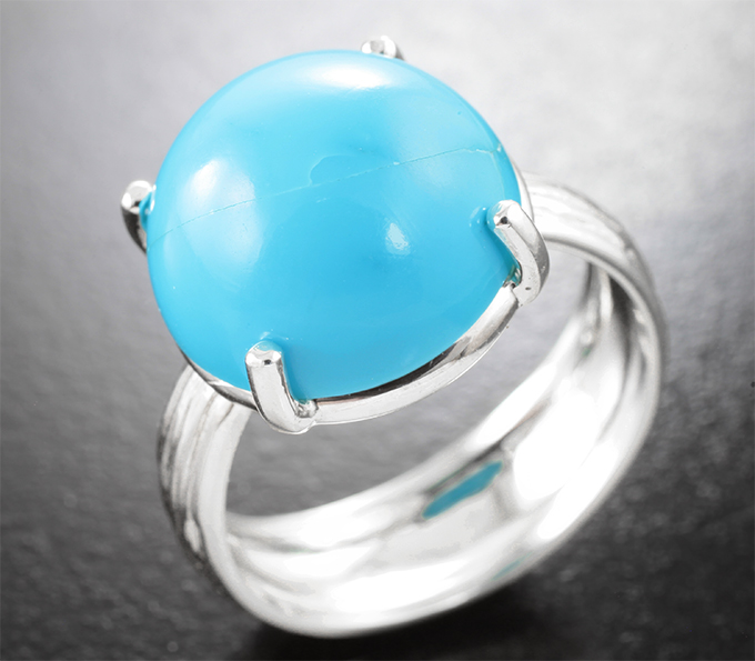 Серебро 925 Кольцо с кабошоном армянской бирюзы 8,27 карата