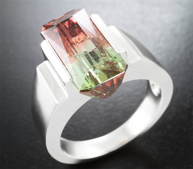 Серебро 925 Кольцо с насыщенным арбузным турмалином 11,07 карата