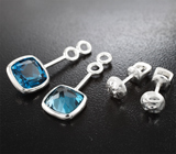 Серьги с топазами 6,93 карата Серебро 925