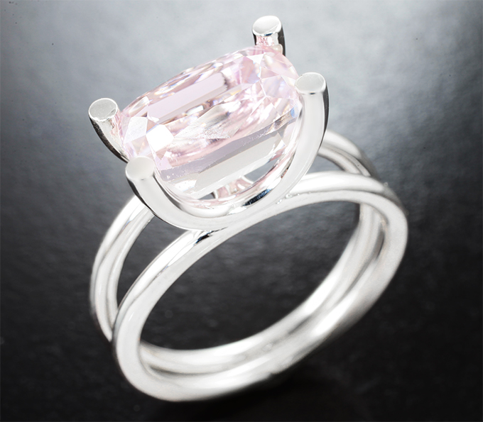 Серебро 925 Кольцо с кунцитом высокой чистоты 6,01 карата