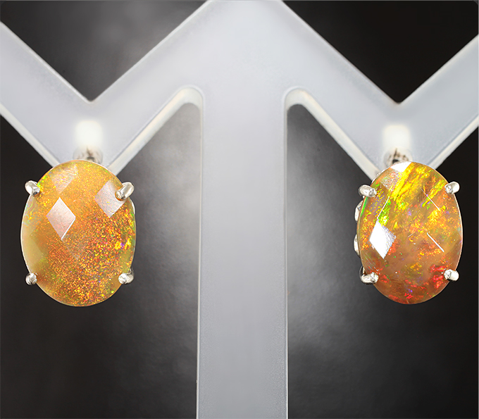 Серебро 925 Серьги с ограненными эфиопскими опалам 5,3 карата