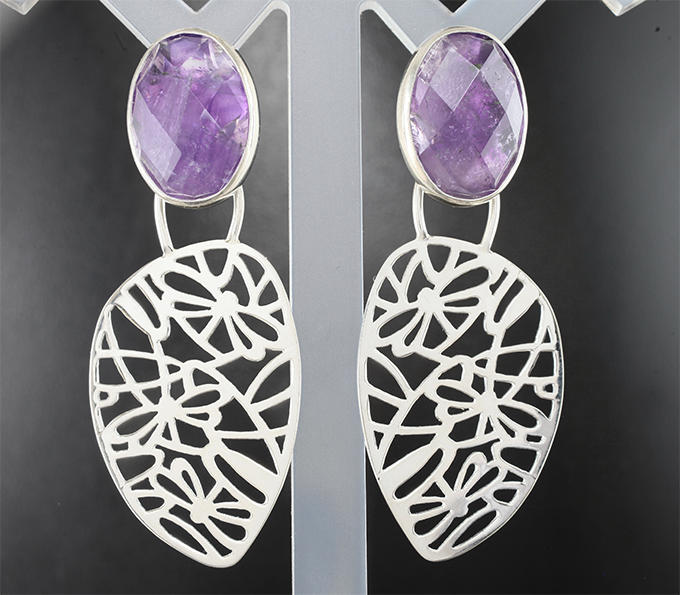 Серебро 925 Серьги с аметистами 19,67 карата