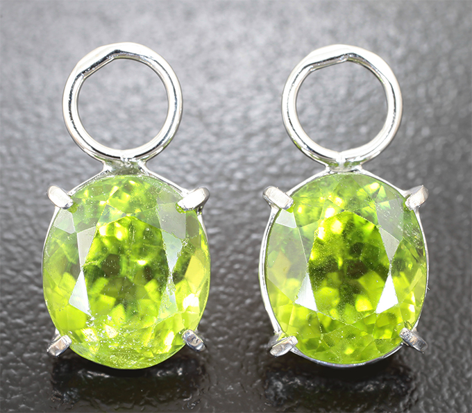 Золото Подвесы для серег с перидотами 11,2 карата