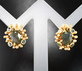 Серьги с уральскими александритами 3,69 карата и бриллиантами