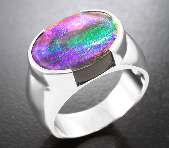 Серебро 925 Кольцо с аммолитом аммонита 8,6 карата