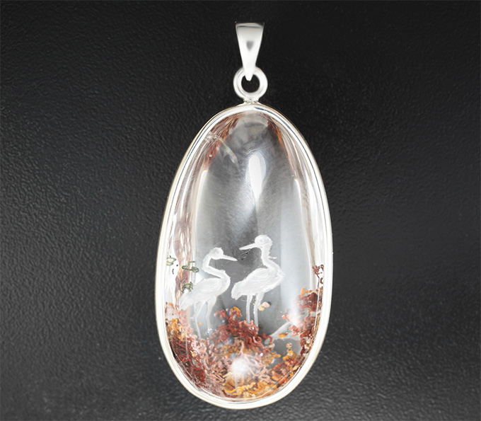 Серебро 925 Кулон с художественной миниатюрой на кварце 95,89 карата