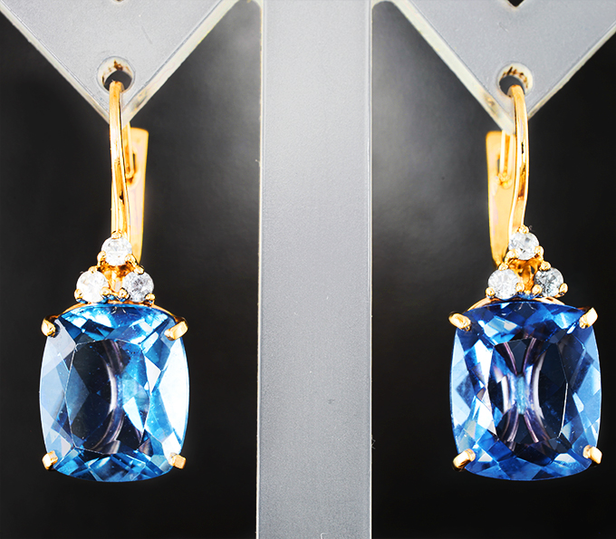 Золото Серьги с флюоритами высокой чистоты со сменой цвета 13,05 карата