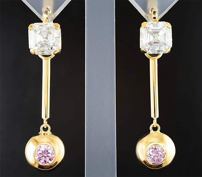 Золото Серьги с муассанитами 6,75 карата