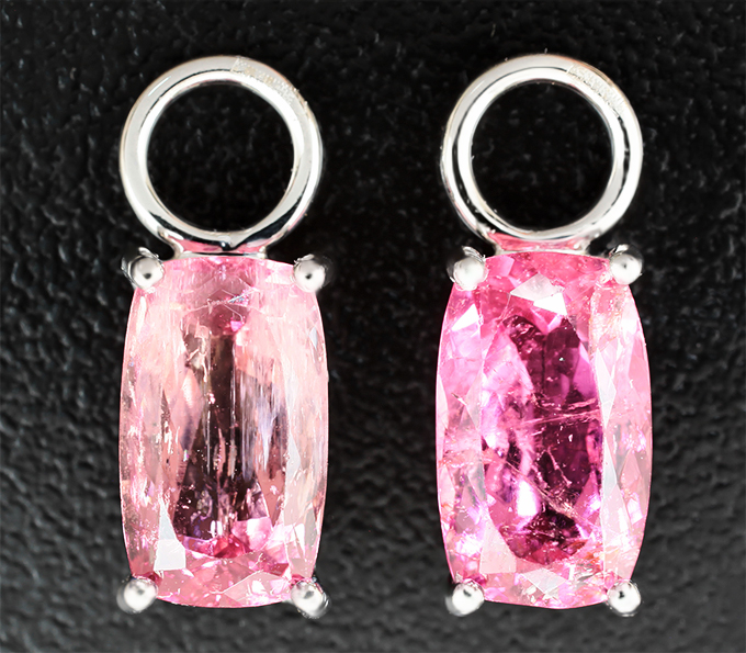 Золото Подвесы для серег с неоново-розовыми турмалинами 5,7 карата