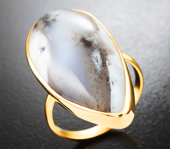Золото Кольцо с дендритическим агатом 18,39 карата
