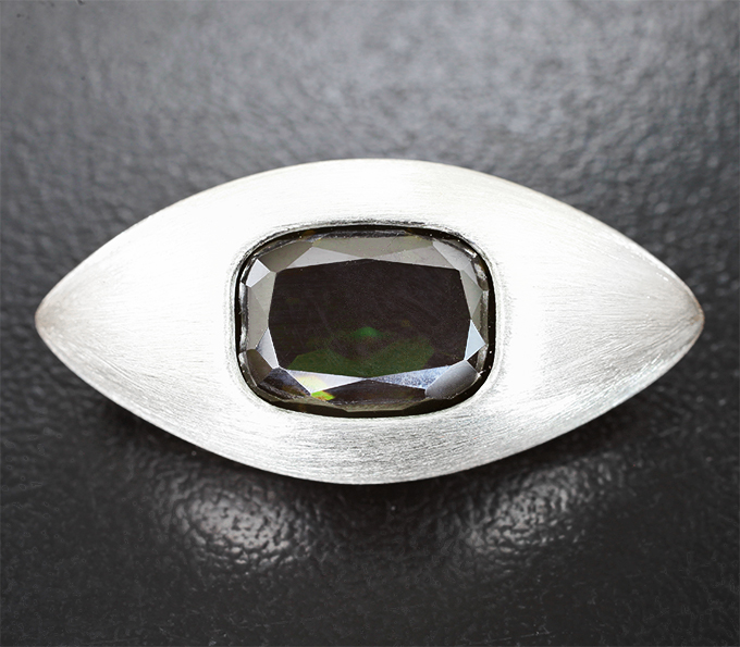 Серебро 925 Булавка с чистейшим хромовым турмалином авторской огранки 4,58 карата