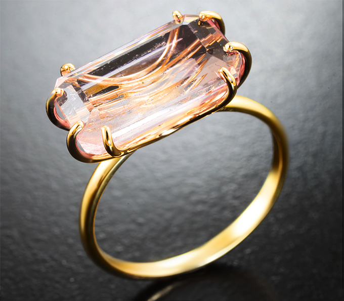 Золото Кольцо с полихромным турмалином 6,74 карата