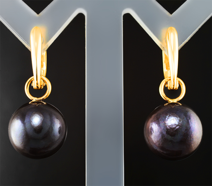 Золото Серьги с цветным жемчугом барокко