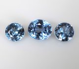 Набор из 3 редких синих шпинелей высокой чистоты 0,95 карата