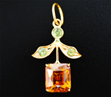 Кулон со сфалеритом 7,66 карата и уральскими демантоидами гранатами