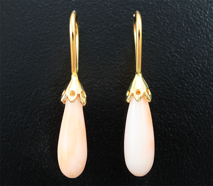 Золото Подвесы для серег с solid кораллами 5,27 карата