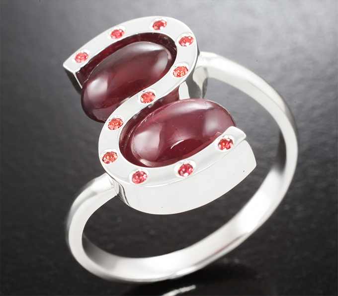 Серебро 925 Кольцо с рубинами 6,55 карата и оранжевыми сапфирами