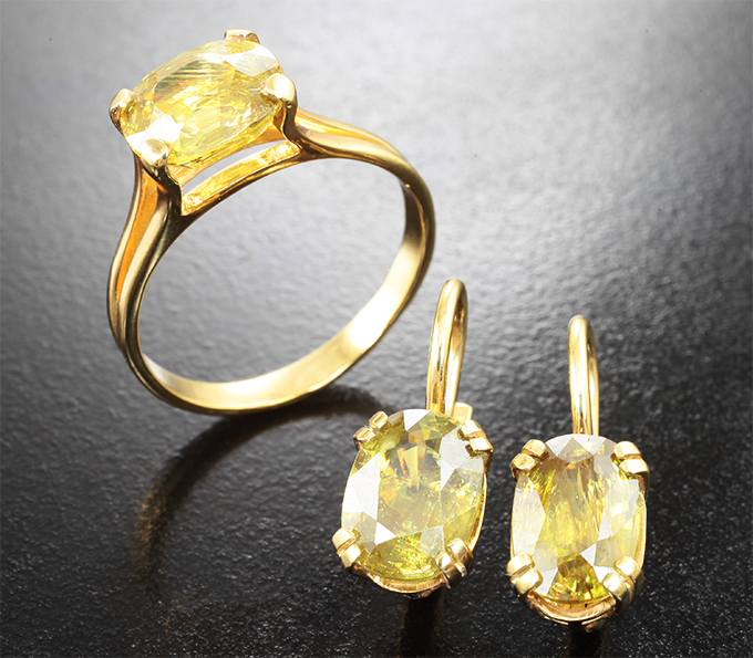 Серебро 925 Комплект со сфенами 9,21 карата