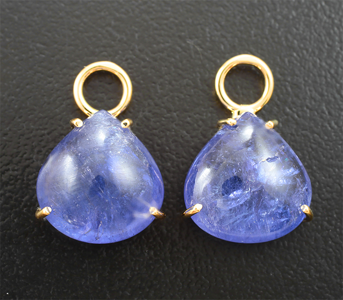 Золото Подвесы для серег с танзанитами 15,21 карата