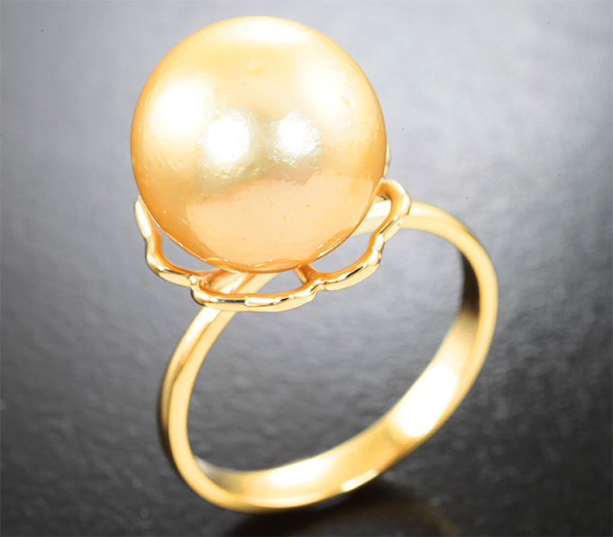 Золото Кольцо с золотистой морской жемчужиной 14,01 карата