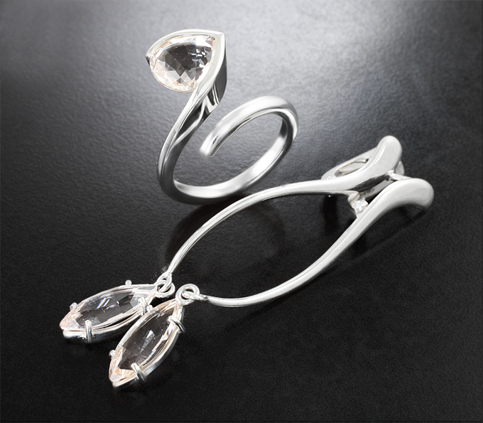 Серебро 925 Комплект с морганитами 8,5 карата