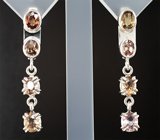 Серьги с гранатами со сменой цвета 5,24 карата Серебро 925