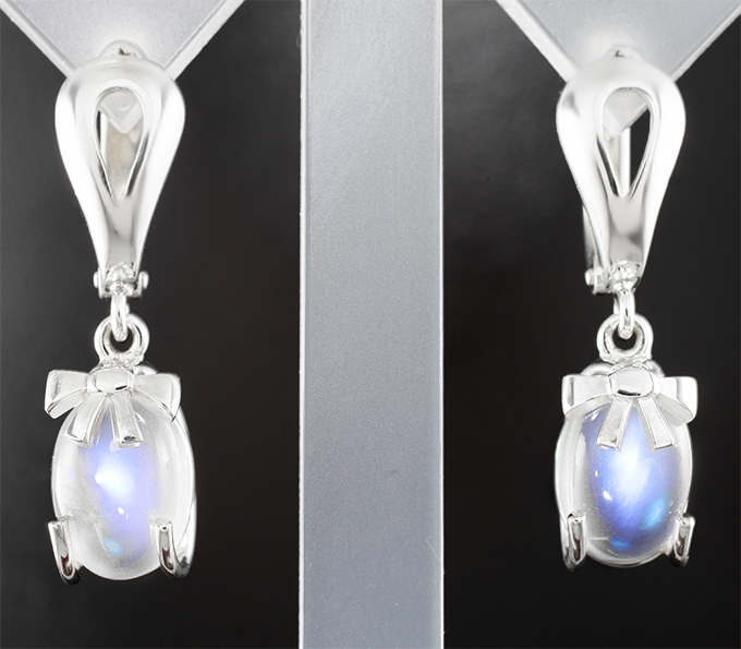 Серебро 925 Серьги с лунным камнем 5,85 карата