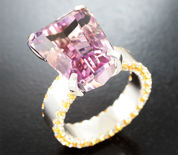 Серебро 925 Кольцо с аметрином авторской огранки 10,65 карата и сапфирами